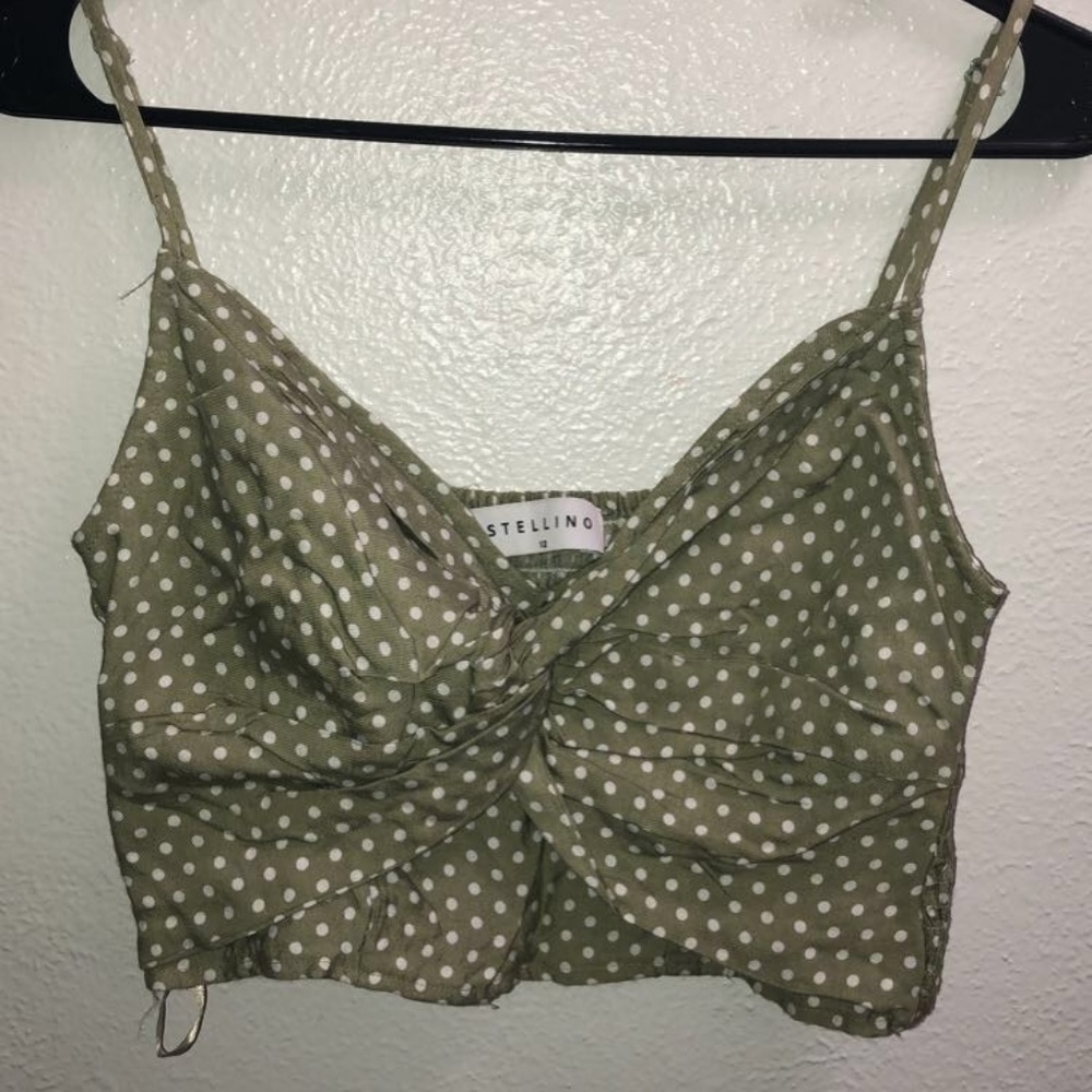 Green polka dot crop top